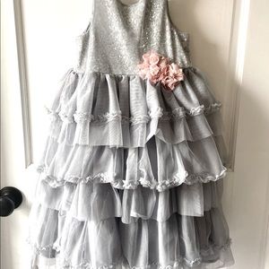 Gray ruffled party dress